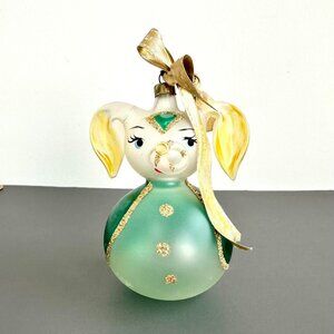 Vintage Blown Glass Elephant Christmas Ornament